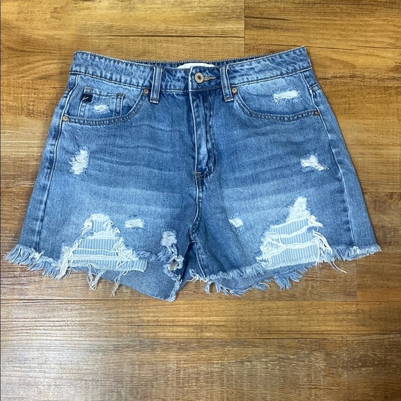 KanCan Distressed Denim Blue Shorts size medium - Picture 1 of 9